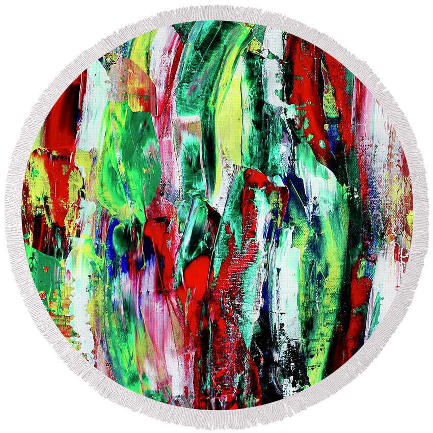 Abstract Round Beach Towel featuring the painting Playful Piece 1 by Teresa Moerer