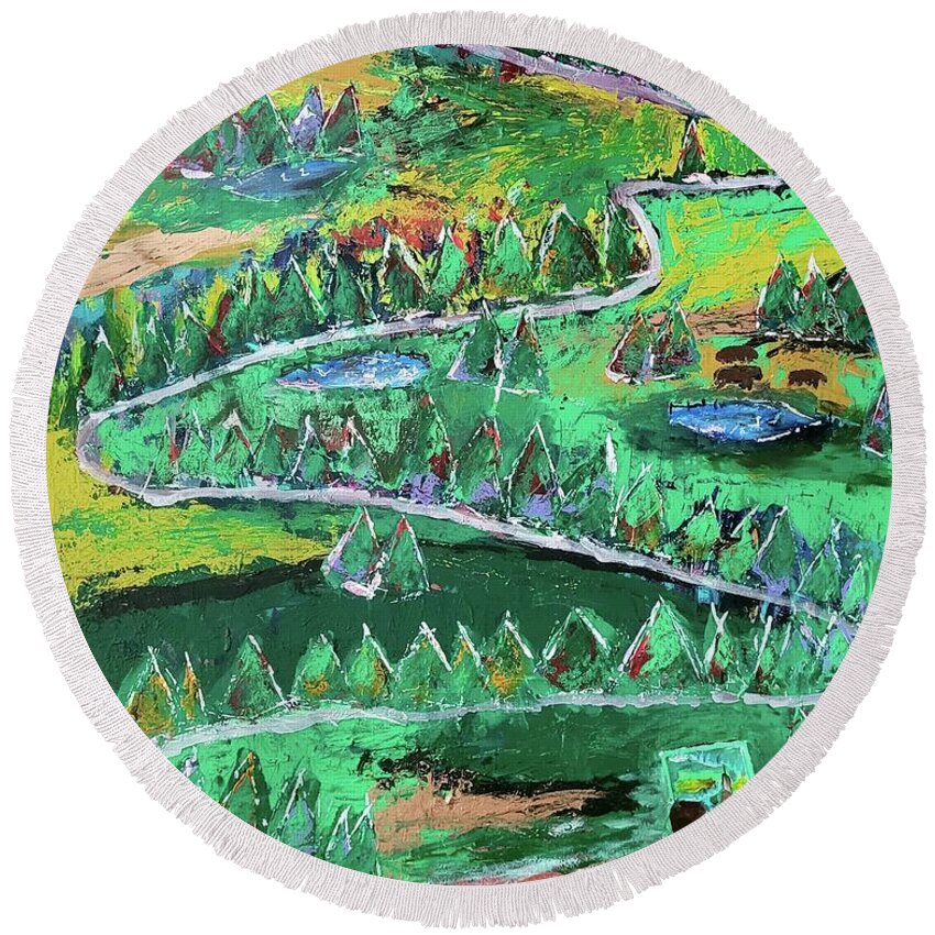  Round Beach Towel featuring the painting Plein Air Painter by Mark SanSouci