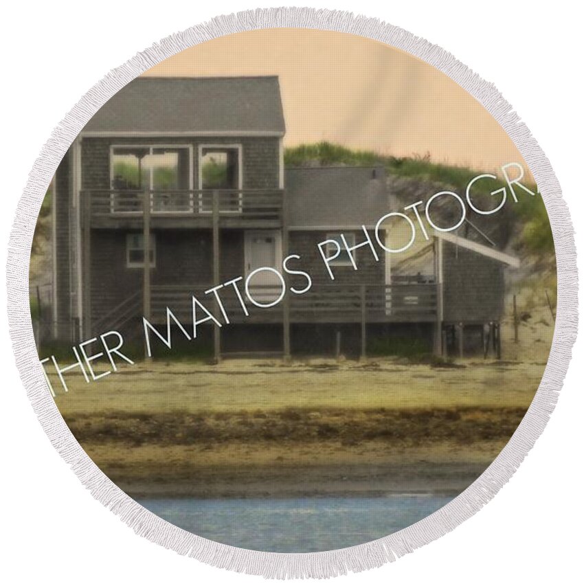 Plymouth Round Beach Towel featuring the photograph Plymouth Summer House by Heather M Photography