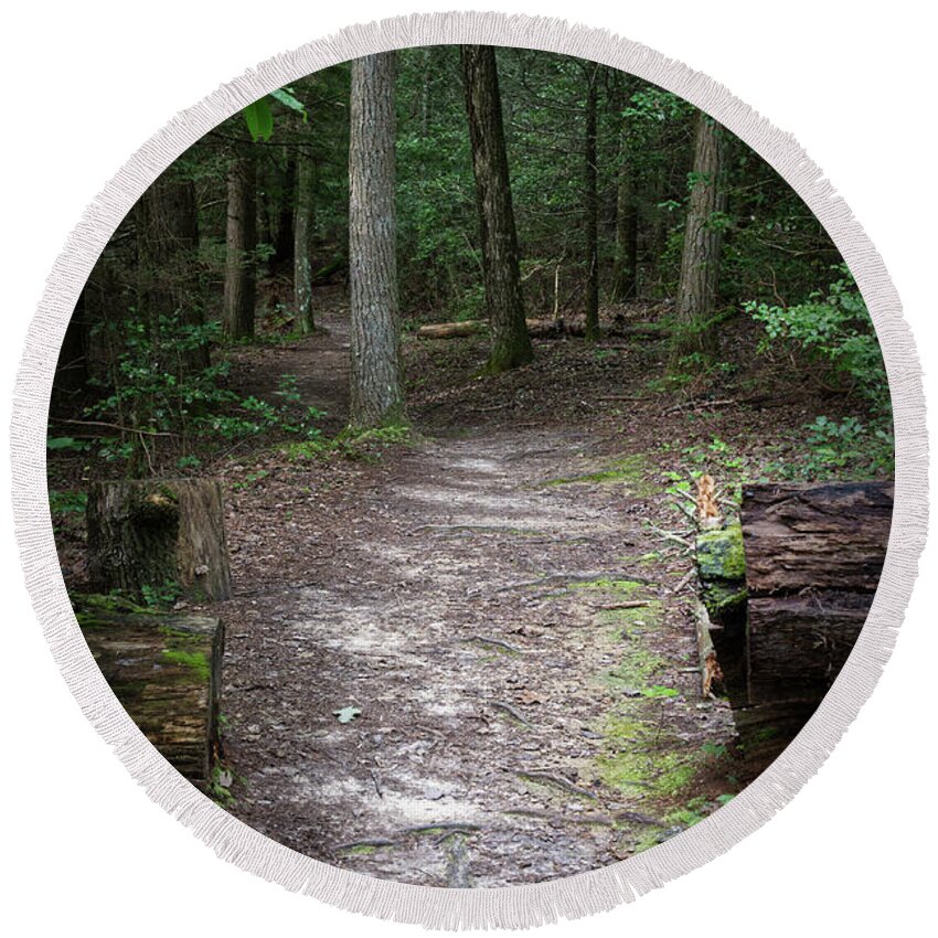 Obed Round Beach Towel featuring the photograph Point Trail At Obed 18 by Phil Perkins