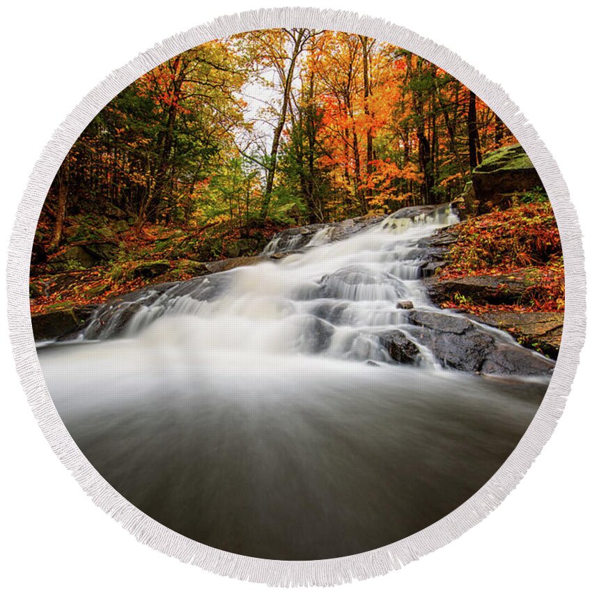Gilford Round Beach Towel featuring the photograph Poor Farm Falls by Robert Clifford
