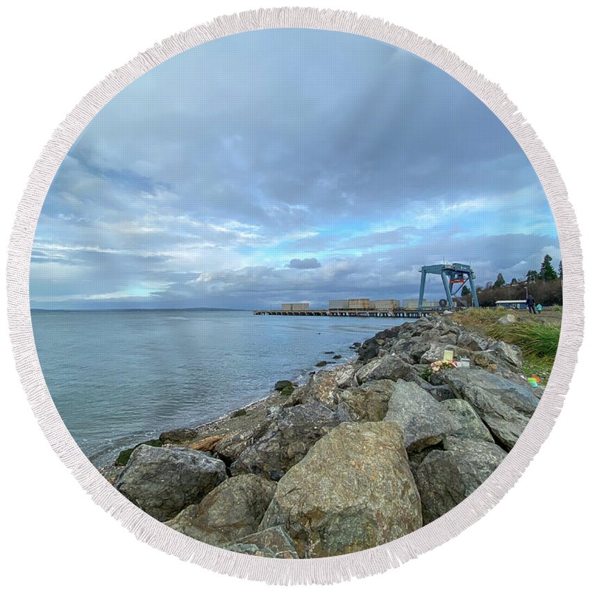 Port Round Beach Towel featuring the photograph Port of Everett by Anamar Pictures