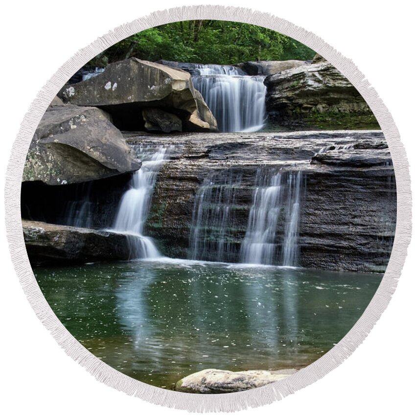  Round Beach Towel featuring the photograph Potter's Falls 12 by Phil Perkins