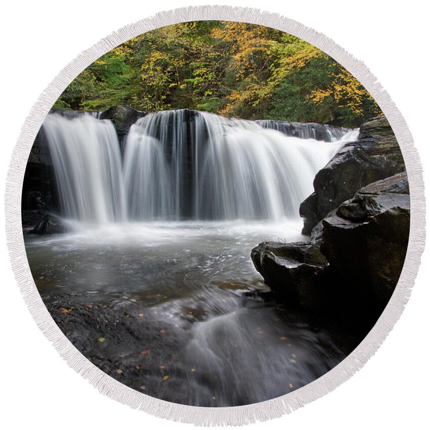 Waterfall Round Beach Towel featuring the photograph Potter's Falls 14 by Phil Perkins
