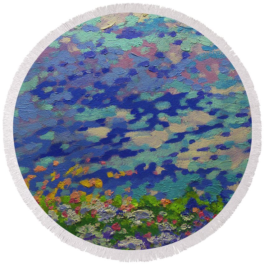 Spring Round Beach Towel featuring the painting Prairie Song by Michael Gross