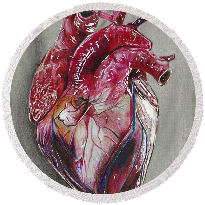 Heart Round Beach Towel featuring the drawing Premier Coeur by Michael McKenzie