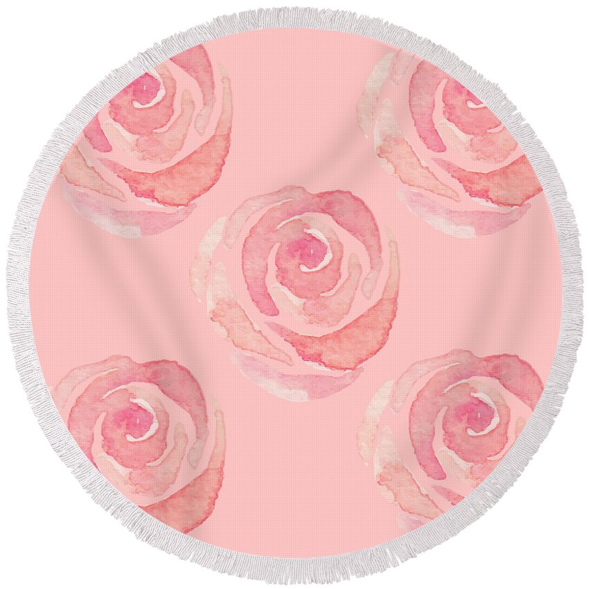 Roses Round Beach Towel featuring the digital art Pretty Abstract Rose Art by Caterina Christakos