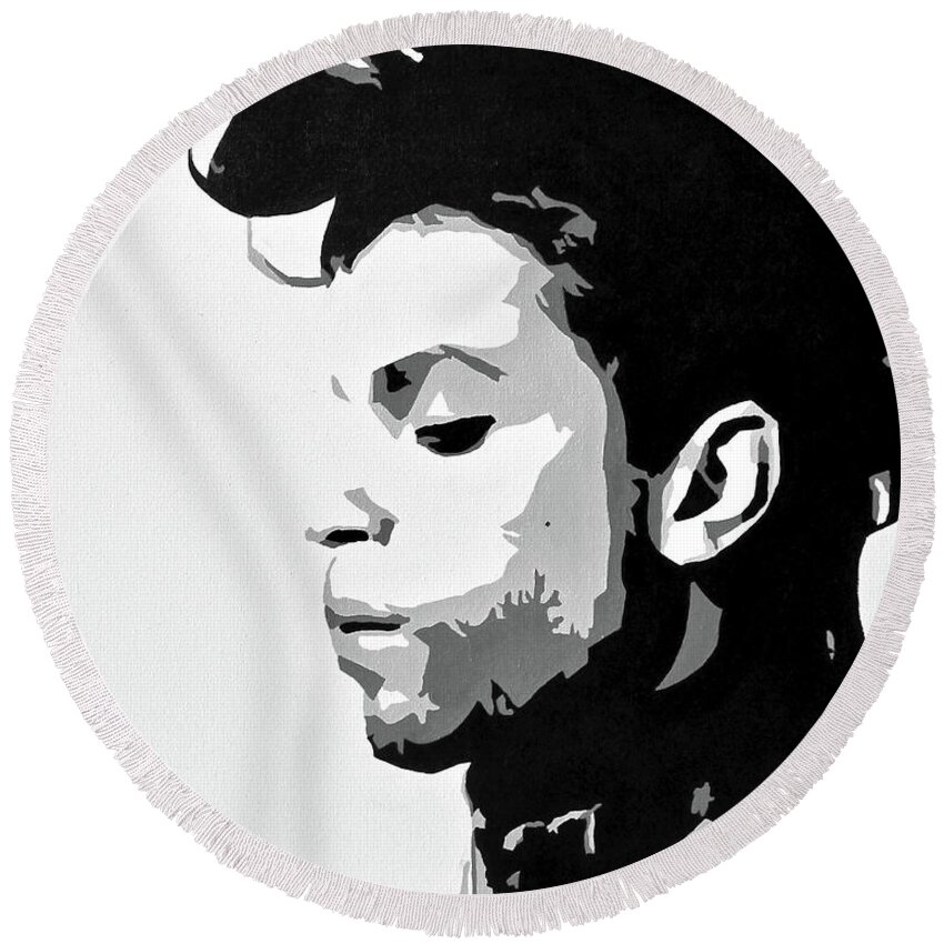 Prince Round Beach Towel featuring the painting Prince by Ashley Lane