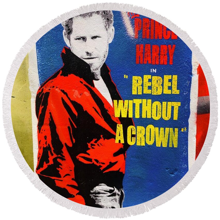 “prince Harry” Round Beach Towel featuring the photograph Prince Harry a rebel without a crown by Funkpix Photo Hunter