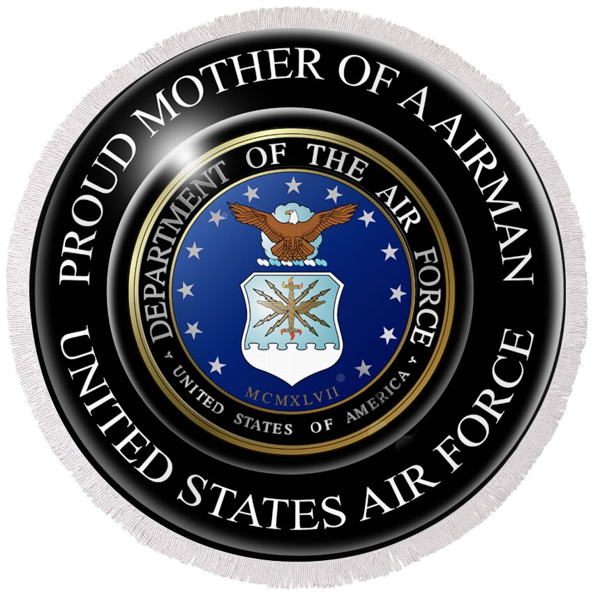 Proud Round Beach Towel featuring the digital art Proud Mother Airman by Bill Richards