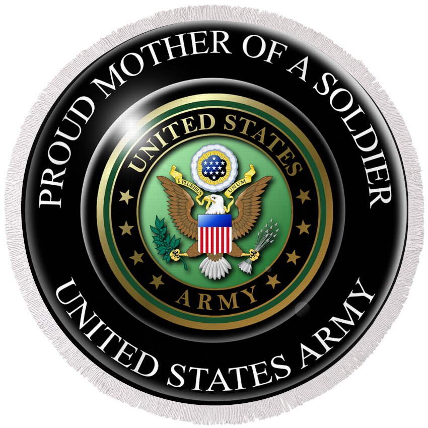 Proud Round Beach Towel featuring the digital art Proud Mother Soldier by Bill Richards