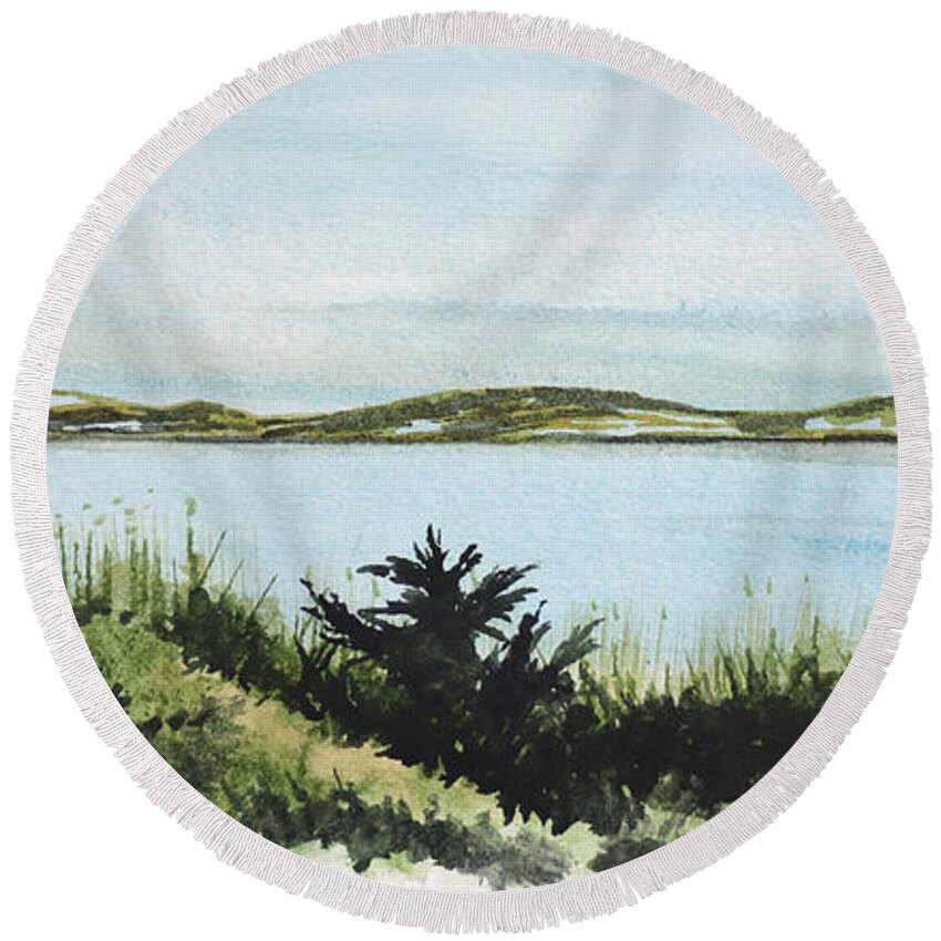 Provincetown Round Beach Towel featuring the painting Province Lands From Route Six by Paul Gaj