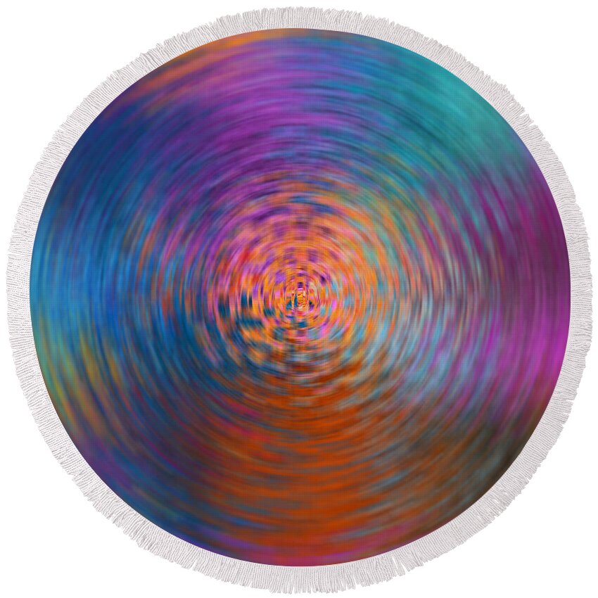 Abstract Round Beach Towel featuring the digital art Psychedelic Whirlpool by Ronald Mills