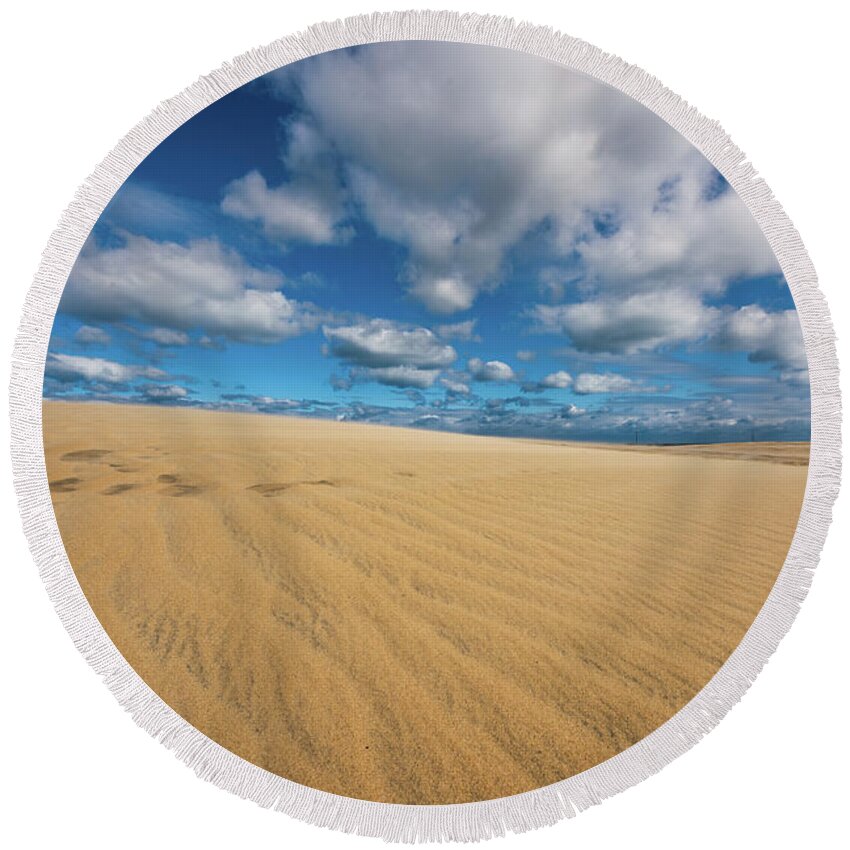 Sand Round Beach Towel featuring the photograph Purely Simple by Anthony Heflin