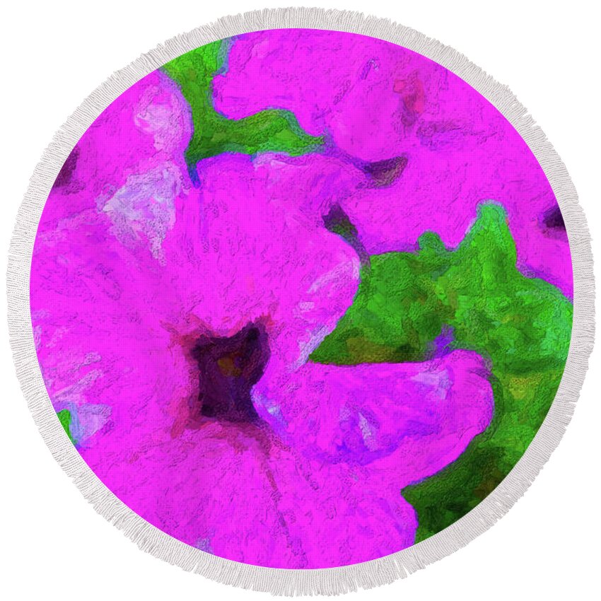 Art Round Beach Towel featuring the photograph Purple Flowers by SR Green