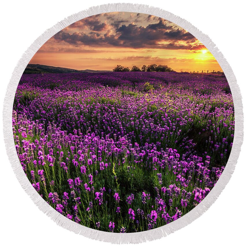 Bulgaria Round Beach Towel featuring the photograph Purple Sea by Evgeni Dinev