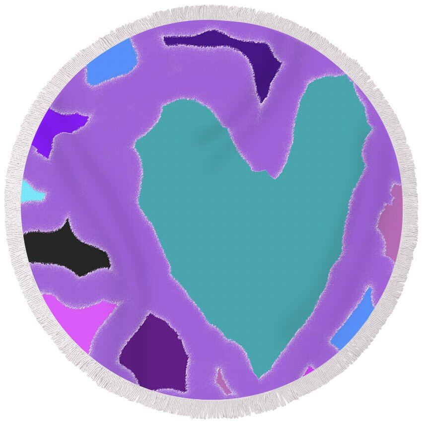 Valentine Round Beach Towel featuring the digital art Puzzle of Love by Mars Besso