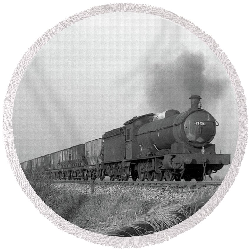 Old Round Beach Towel featuring the photograph Q6 Steam Train by Bryan Attewell