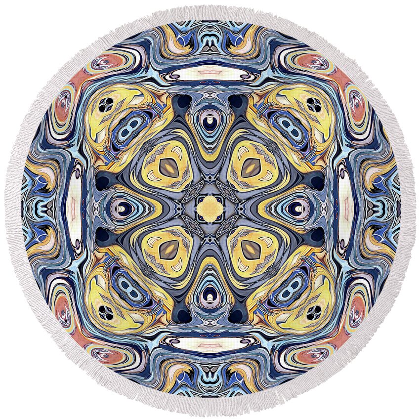 Mandala Round Beach Towel featuring the digital art Quadrant Symmetry by Phil Perkins