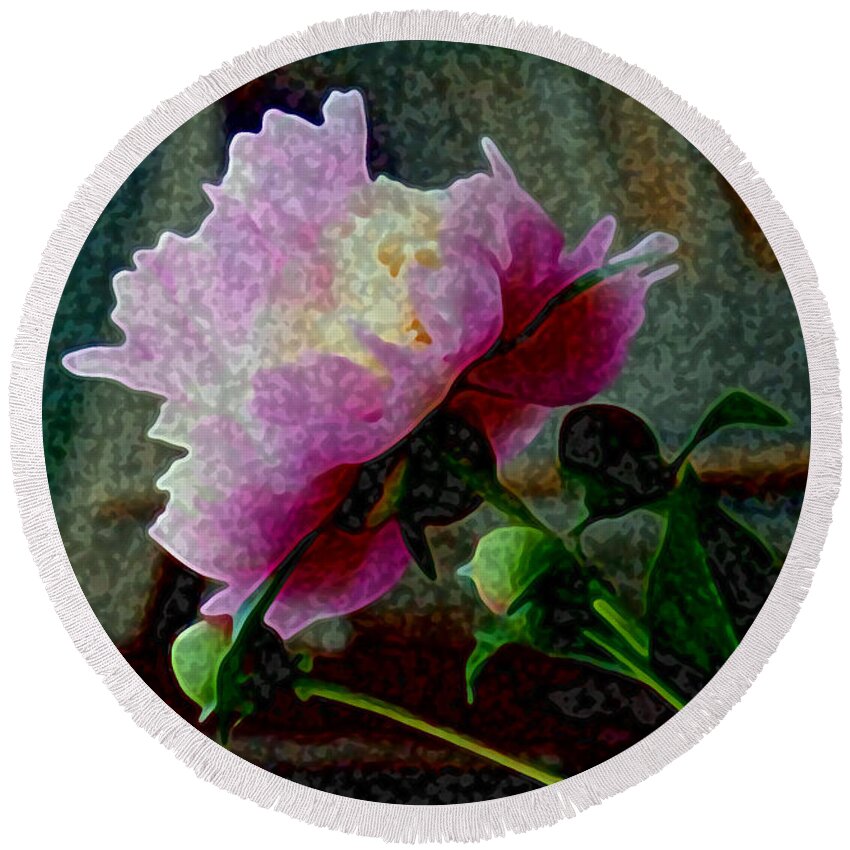 Flower Round Beach Towel featuring the digital art Queen Peony by Vallee Johnson