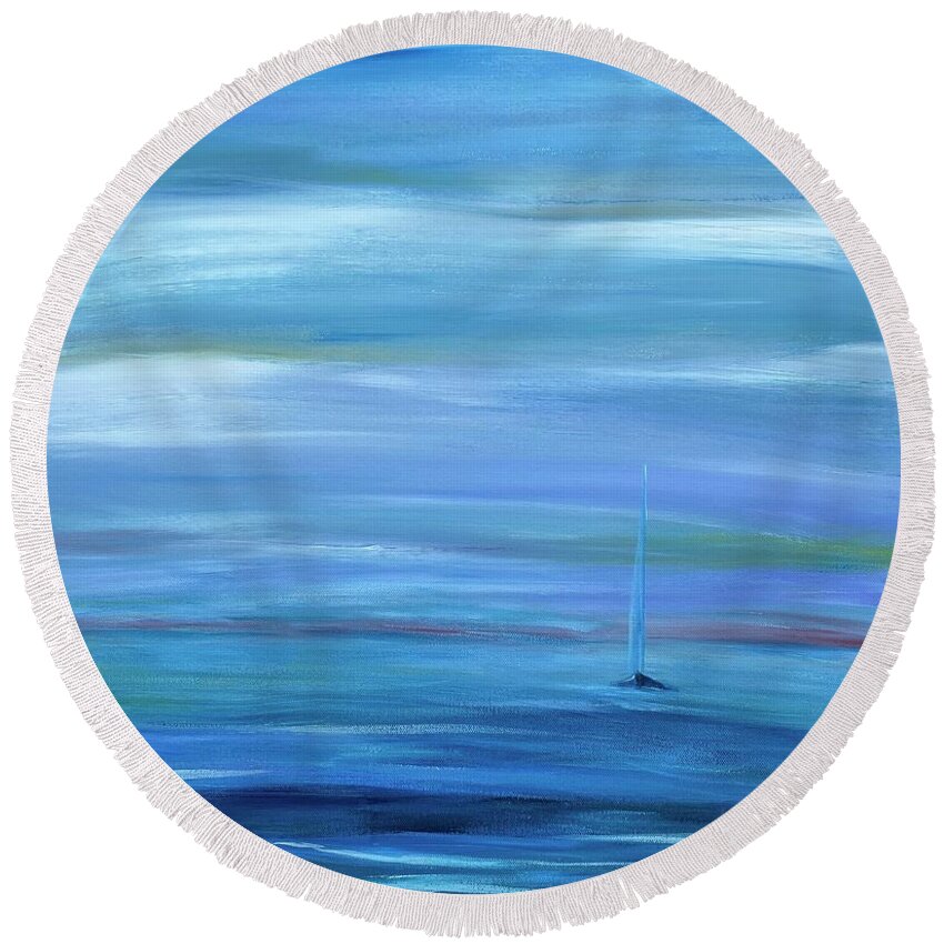 Ocean Round Beach Towel featuring the painting Quiet Escape by Sue Dinenno