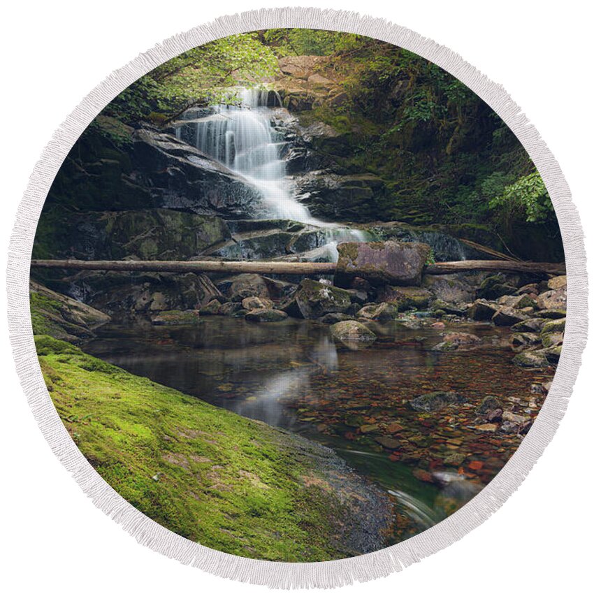 Waterfall Round Beach Towel featuring the photograph Quiet Falls 2 by Michael Rauwolf