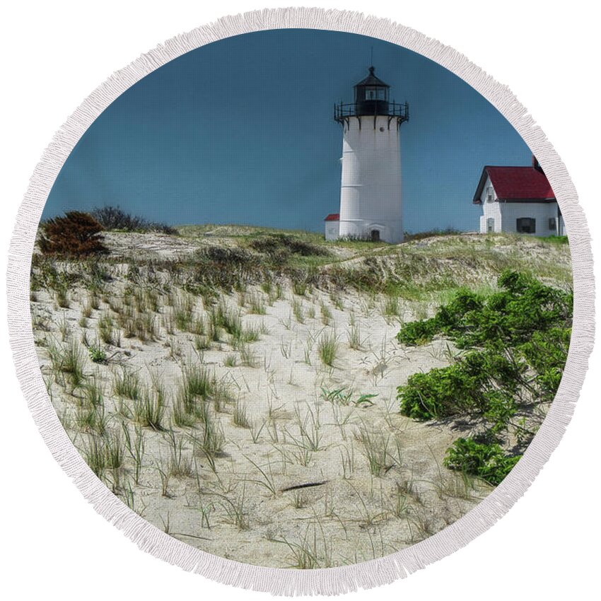 Lighthouse Round Beach Towel featuring the photograph Race Point Light by Erika Fawcett