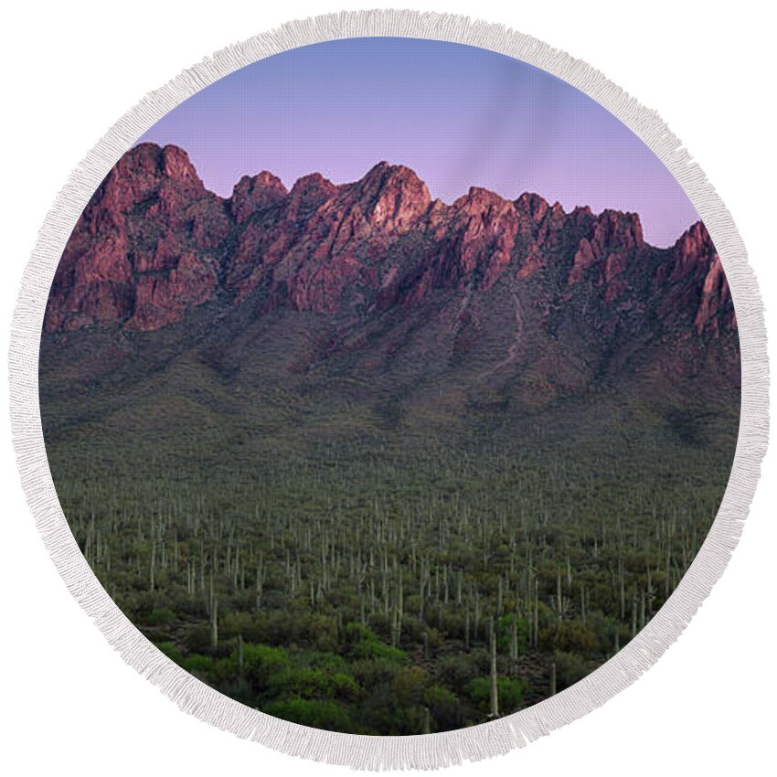 Arizona Round Beach Towel featuring the photograph Ragged Blue by James Covello