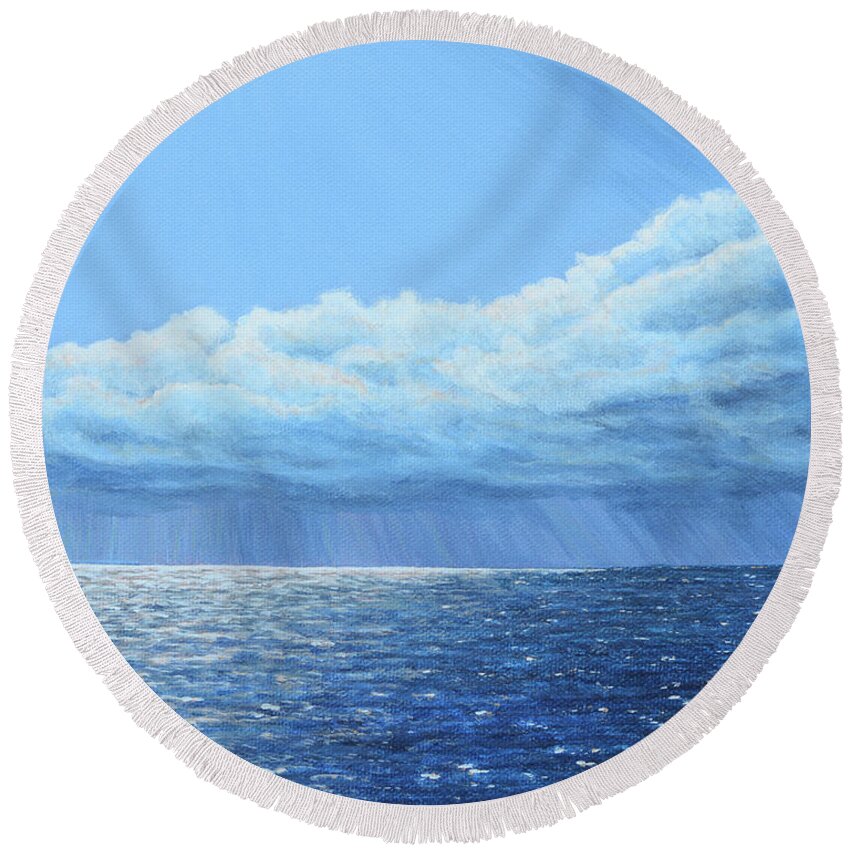 Marine Round Beach Towel featuring the painting Rain Is Coming by Aicy Karbstein