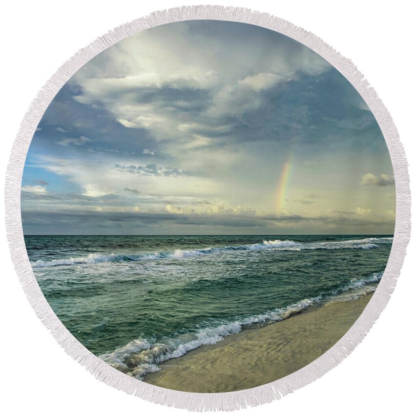 Rainbow Round Beach Towel featuring the photograph Rainbow Beach by Beachtown Views