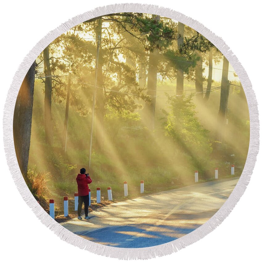 Awesome Round Beach Towel featuring the photograph Rays Light by Khanh Bui Phu