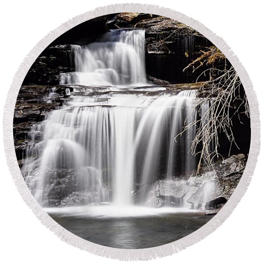 Photography Round Beach Towel featuring the photograph RB Ricketts Falls by Larry Ricker