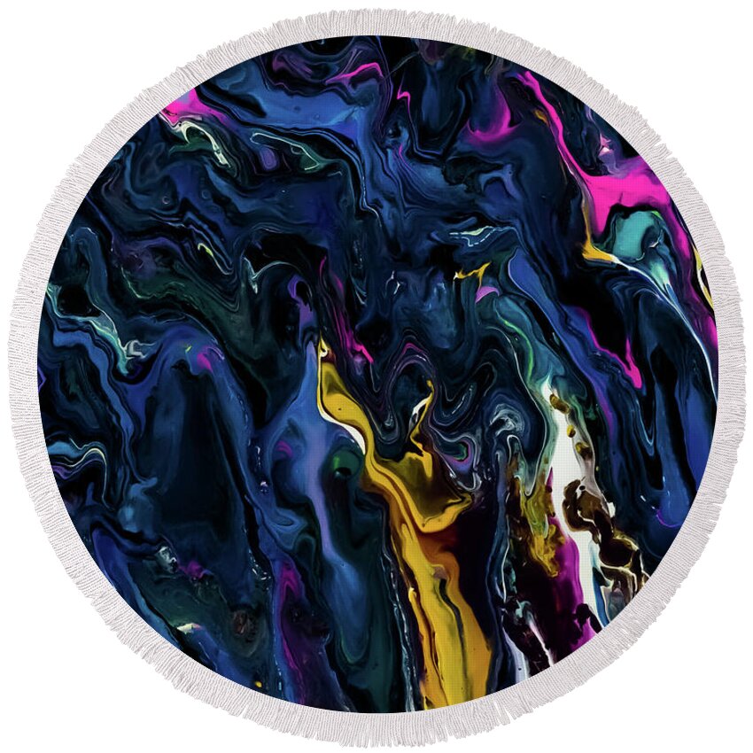  Round Beach Towel featuring the painting Realm of Darkness by Gena Herro