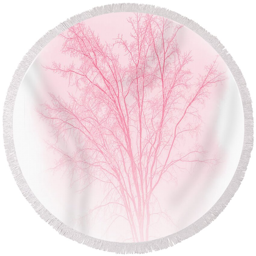 Tree Round Beach Towel featuring the mixed media Red by Moira Law