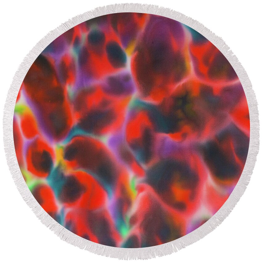 Opal Round Beach Towel featuring the painting Red Opal by Daniel Jean-Baptiste