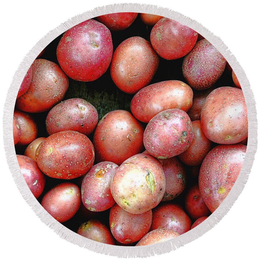 Potato Round Beach Towel featuring the photograph Red Potatoes by Olivier Le Queinec