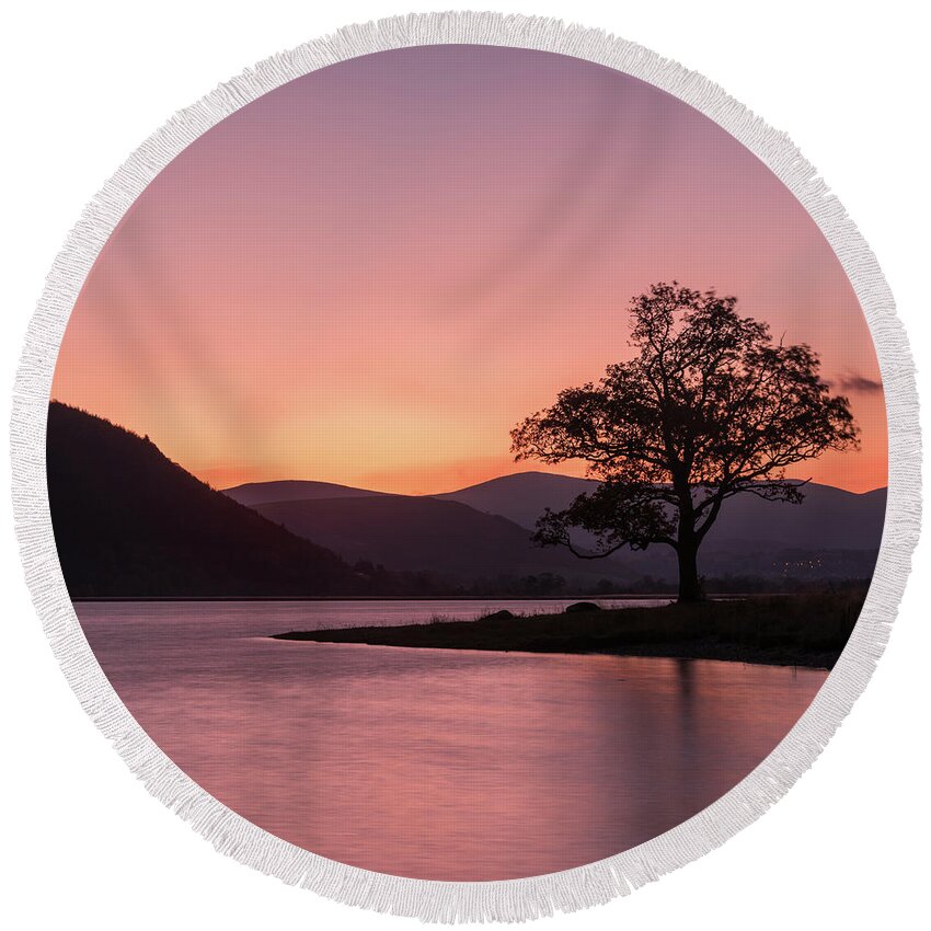 Cumbria Round Beach Towel featuring the photograph Red Skies, Lake District, England, UK by Sarah Howard