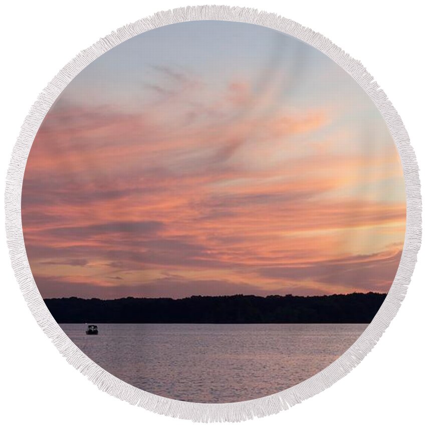 Sunset Round Beach Towel featuring the photograph Red Sky at night by Yvonne M Smith