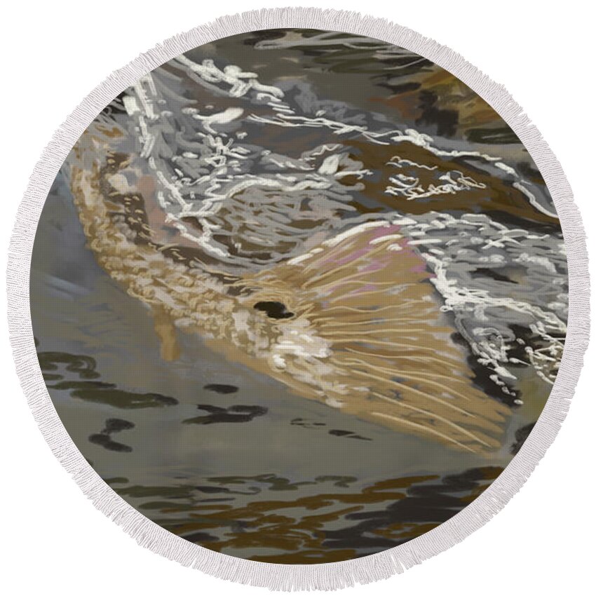 Redfish Round Beach Towel featuring the digital art Redfish by Mike Jenkins