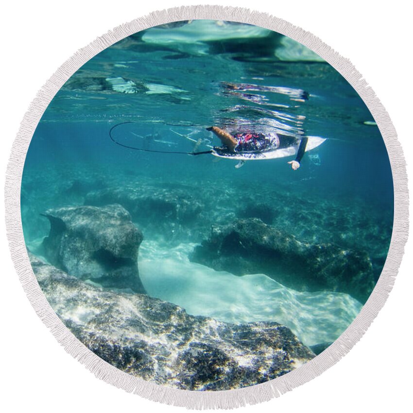 Underwater Round Beach Towel featuring the photograph Reef Anvil by Sean Davey
