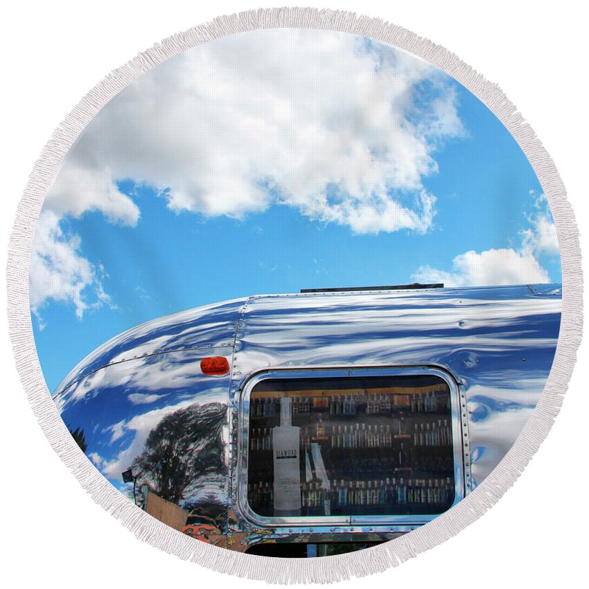 Airstream Round Beach Towel featuring the photograph REFLECTING ON A JOURNEY Palm Springs CA by William Dey