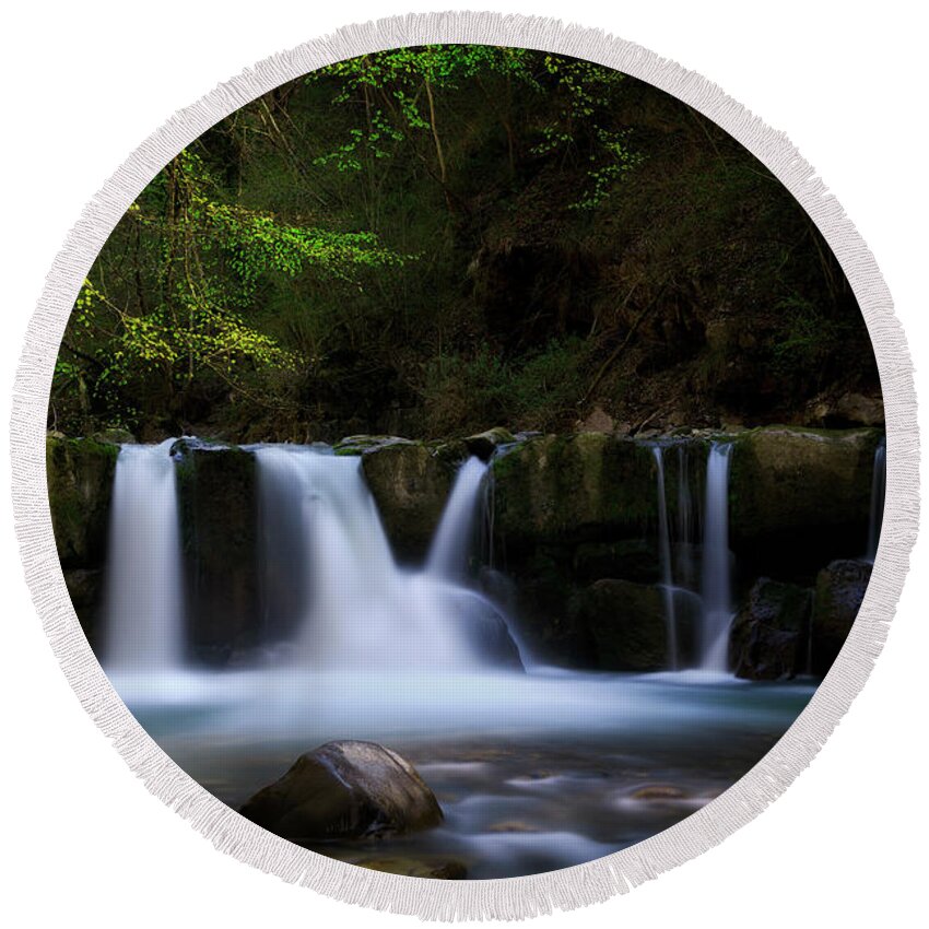 Waterfall Round Beach Towel featuring the photograph Renewal II by Dominique Dubied
