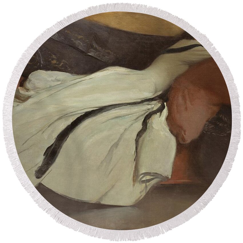 Vintage Round Beach Towel featuring the painting Repose 1895 John White Alexander by MotionAge Designs