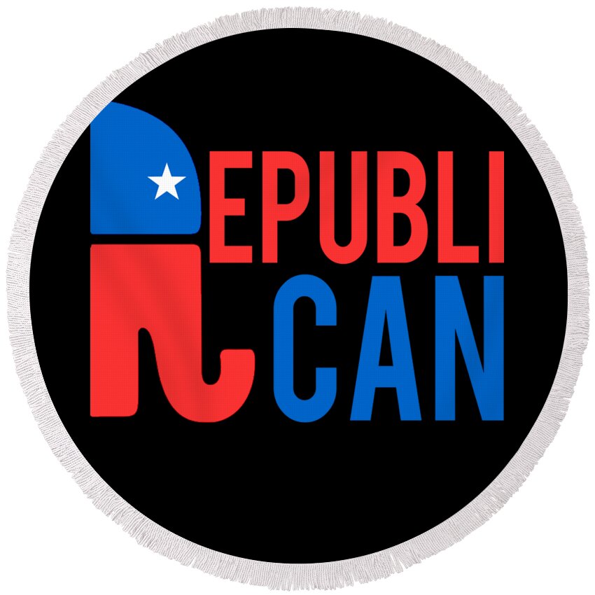 Cool Round Beach Towel featuring the digital art Republican Republi Can Do Anything by Flippin Sweet Gear