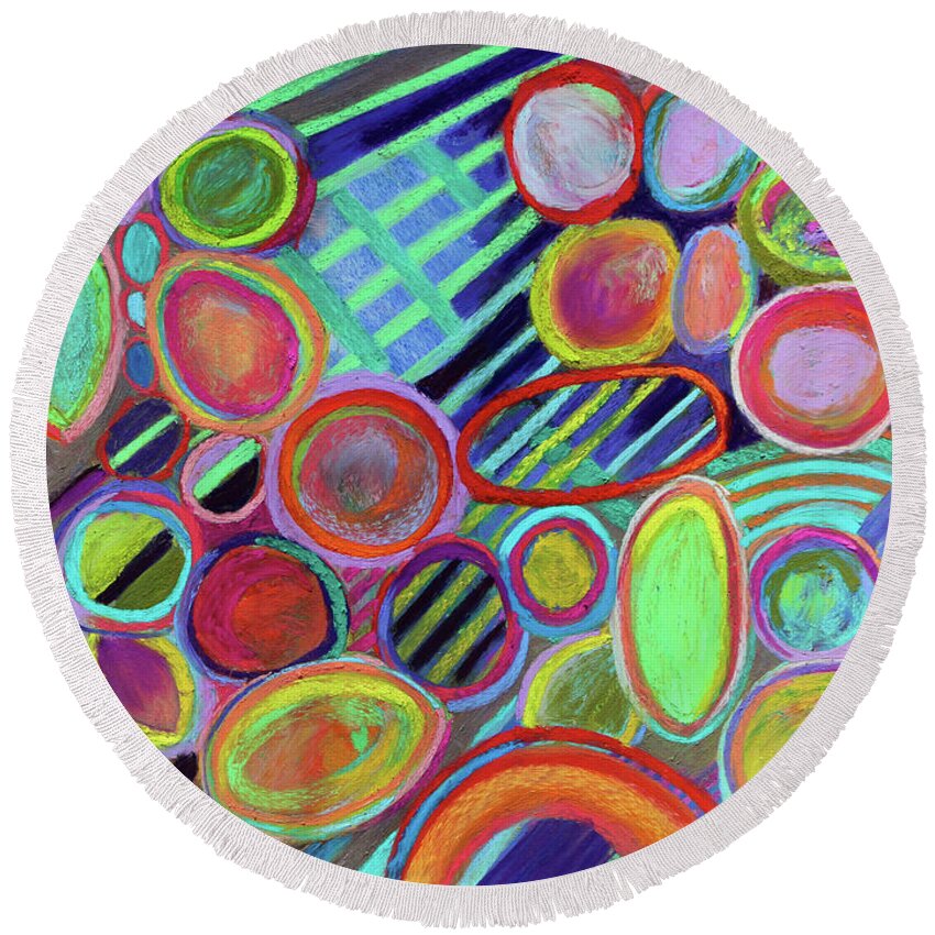  Round Beach Towel featuring the painting Respiration by Polly Castor
