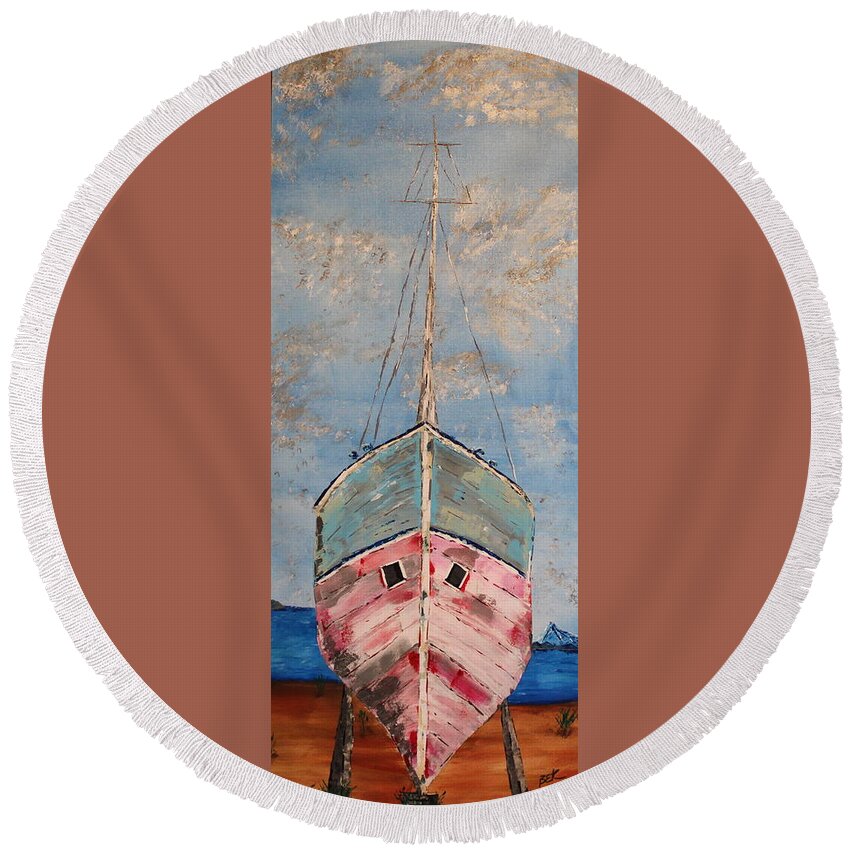 Palette Knife Round Beach Towel featuring the painting Retired by Brent Knippel