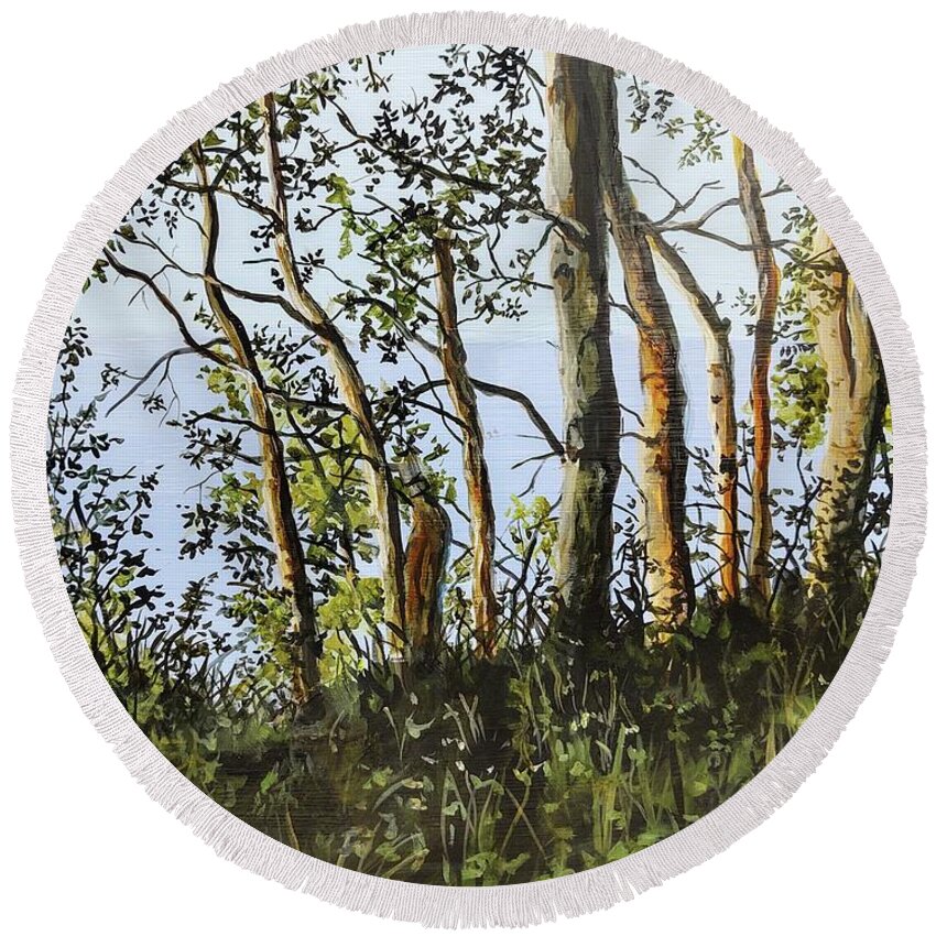 Landscape Round Beach Towel featuring the painting Retreat by William Brody