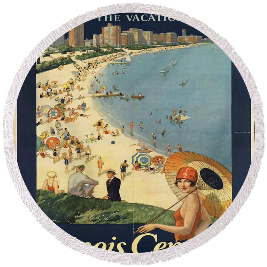 Retro Round Beach Towel featuring the photograph Retro Chicago by Action