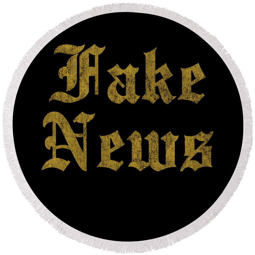 Cool Round Beach Towel featuring the digital art Retro Fake News by Flippin Sweet Gear