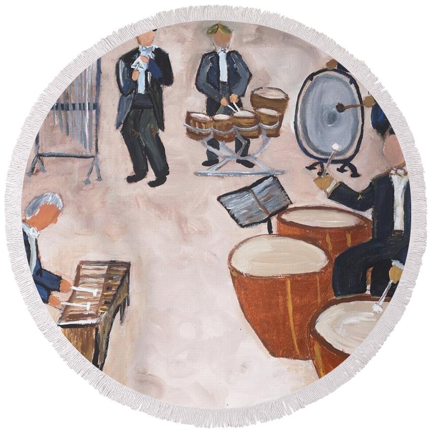 Rhythm Round Beach Towel featuring the painting Rhythm Section by Jennylynd James